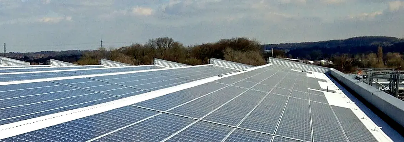 Clean solar panels on a commercial roof